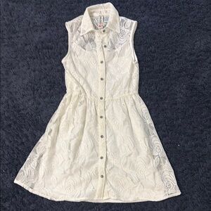 Mimi Chica White Lace Button-Up Dress XS